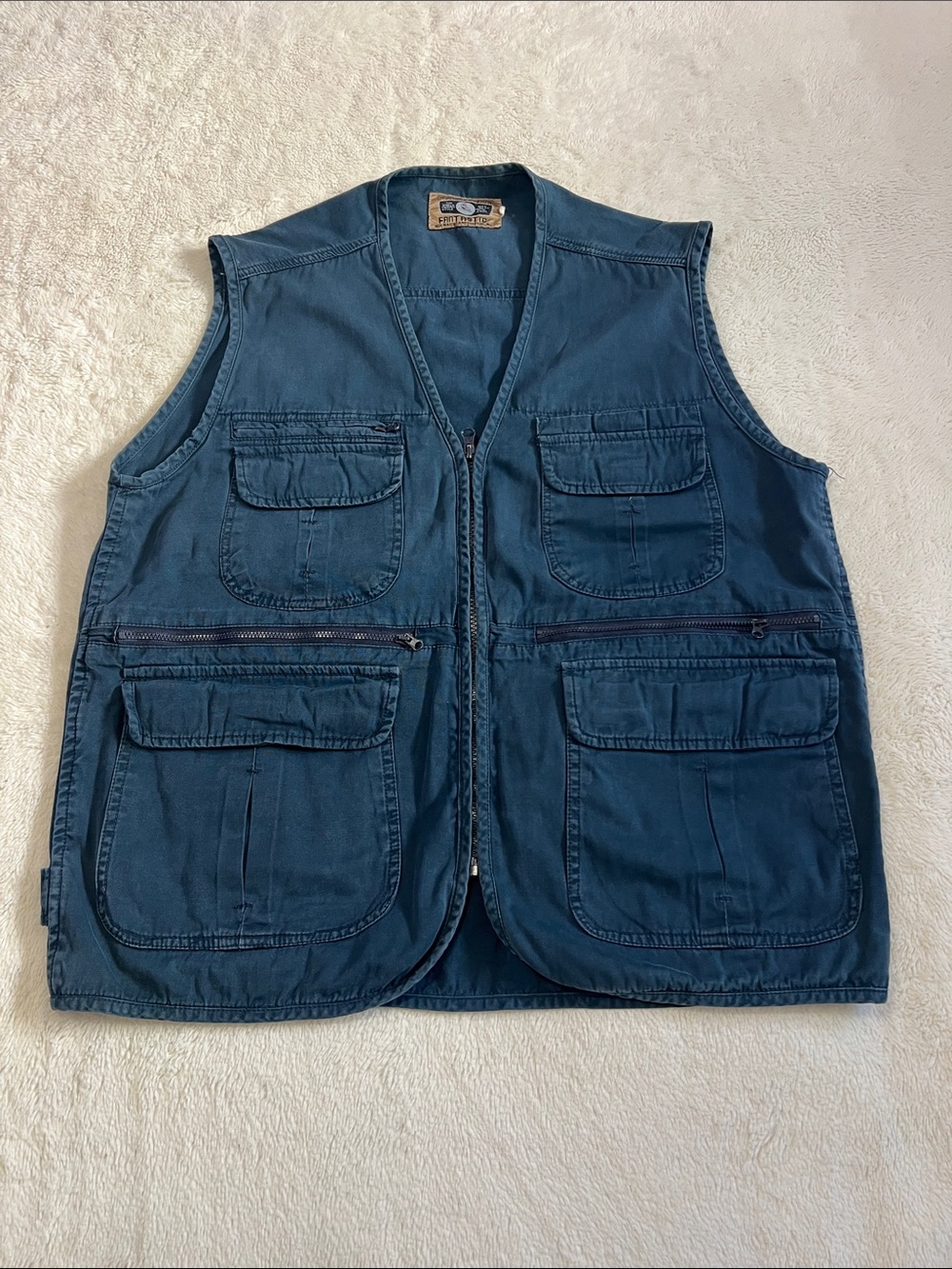 Fantastic Vintage Indigo Utility Vest with Multiple Pockets Men’s Large